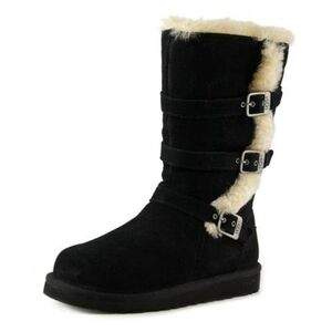 Ugg Australia Maddi Kids Big Girl Tall Leather Sheepskin Boots shoes sz 3